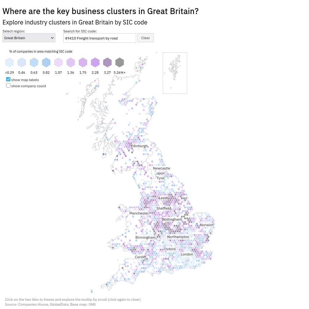 Where are industries clustered in the UK?