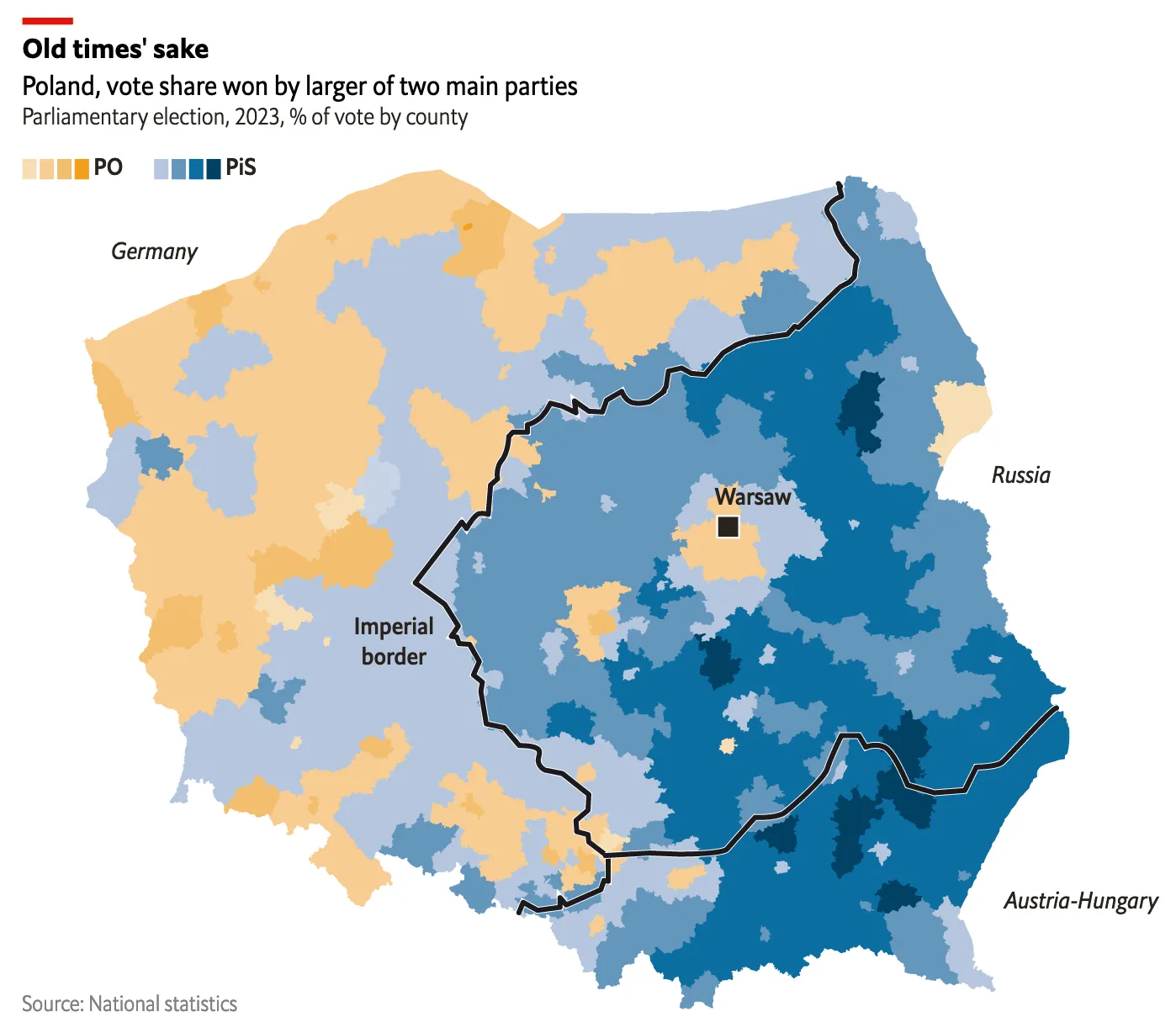 Map showing the phantom borders of Poland.